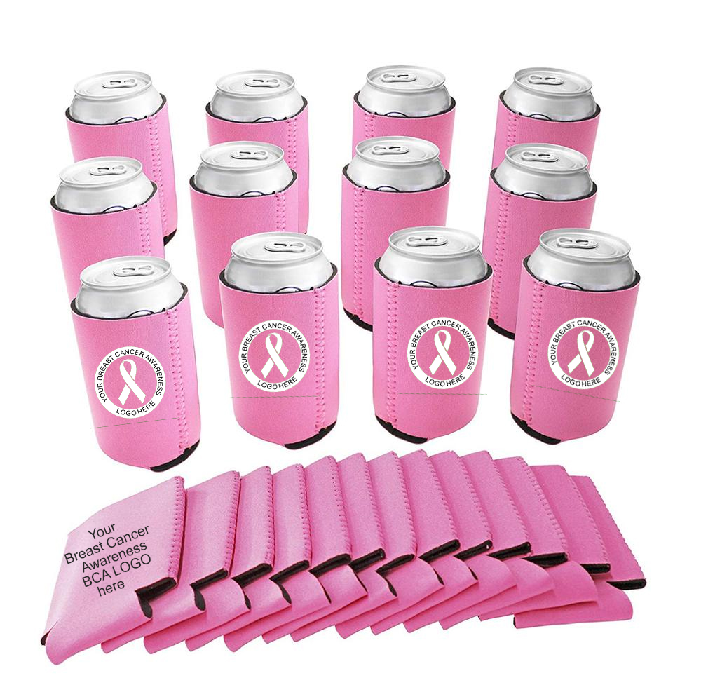 Breast Cancer Awareness Neoprene Can Coolers, custom koozie with logo imprint 2