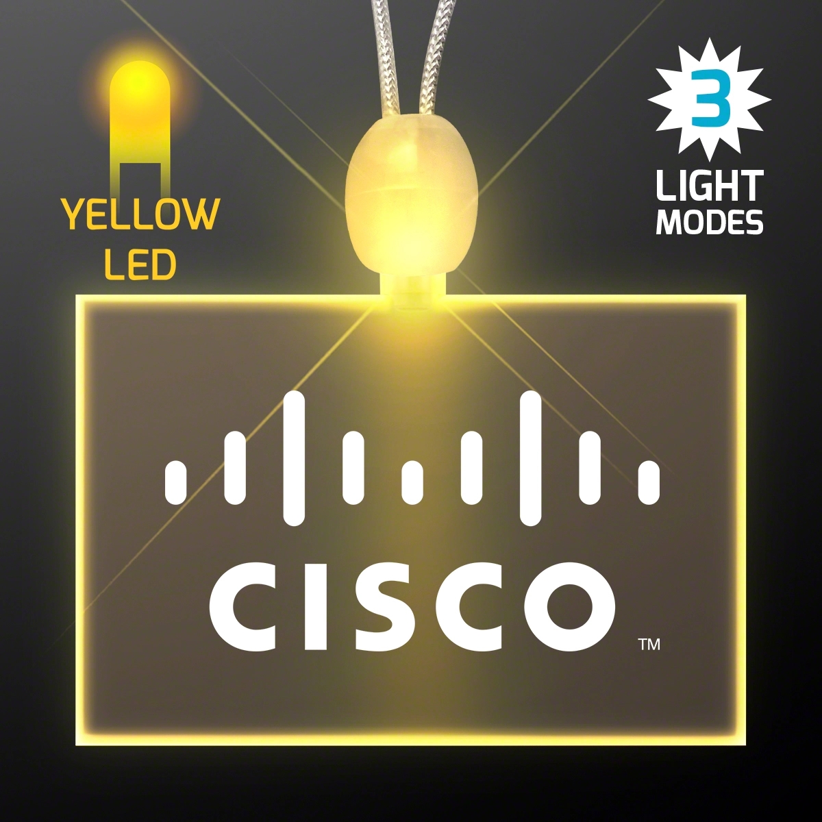 Light-up promotional acrylic rectangle necklaces with LED 3