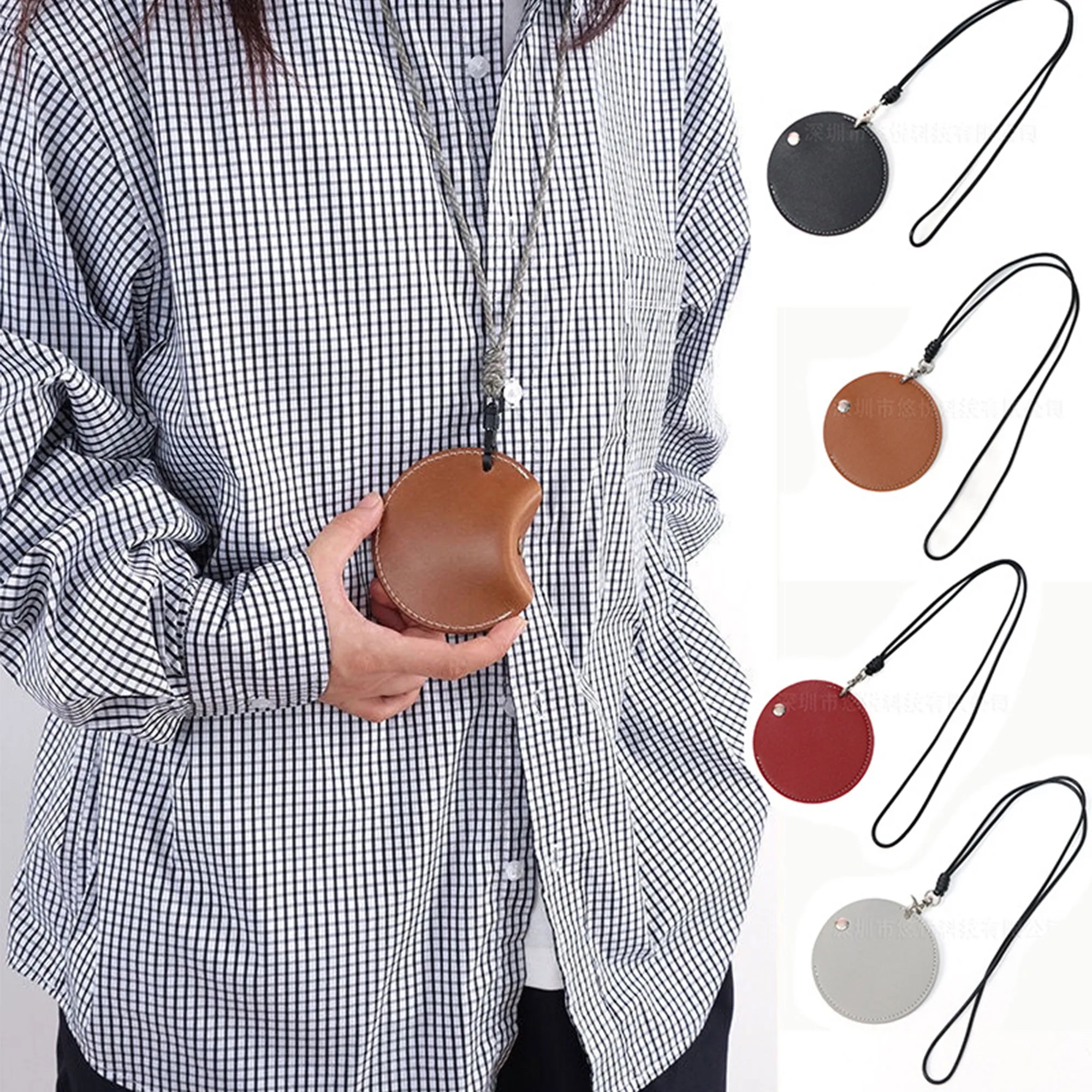 Fashion Mini PU Leather Neck Strap Earphone Pouch 2