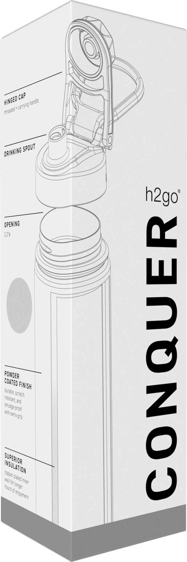 24 oz h2go conquer - powder, custom water bottle with logo imprint 15