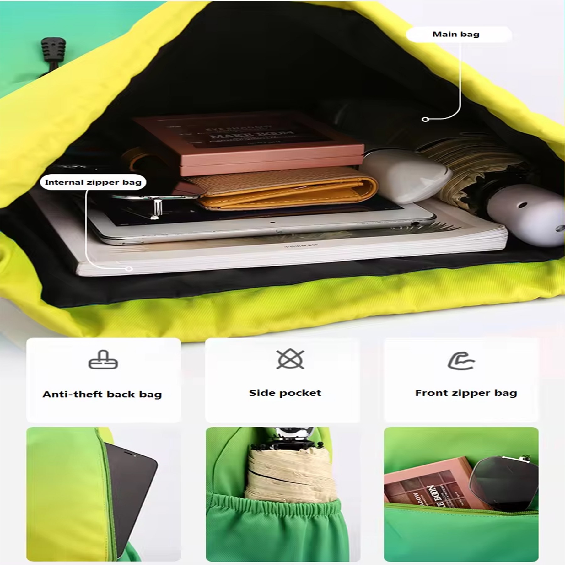 Pocket Drawstring Backpack 2
