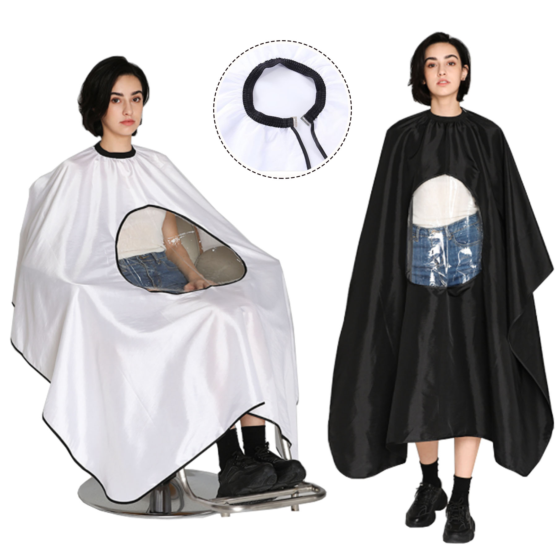 Transparent Viewing Window Salon Cape  2