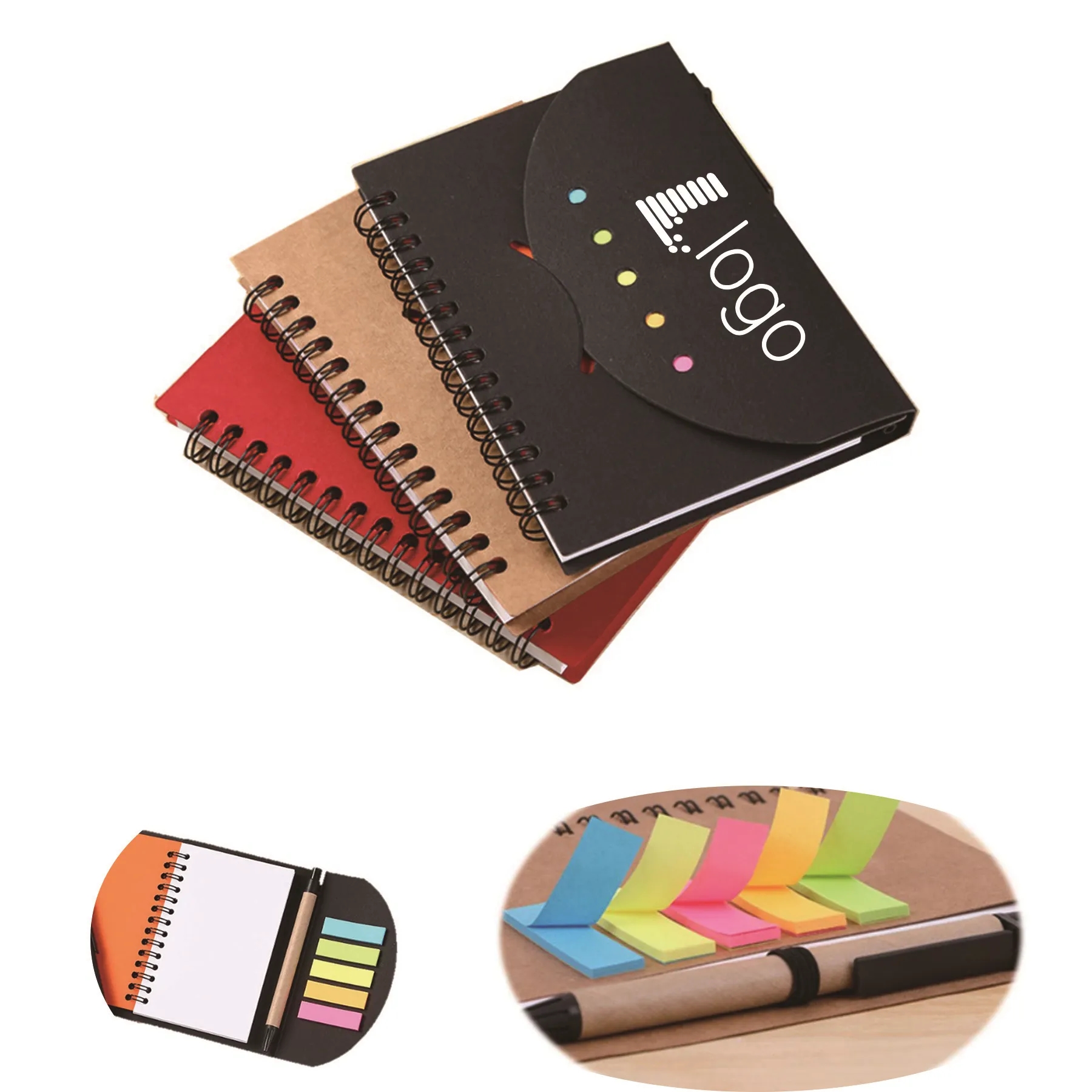 Small Spiral Notebook With Sticky Notes and Pen