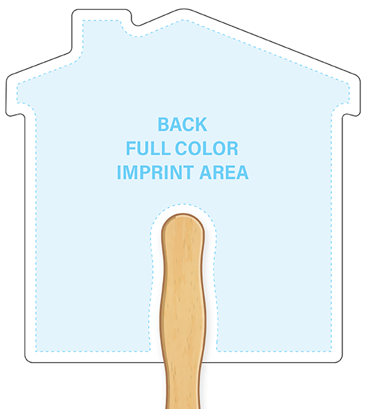 HAND FANS - Full Color, House Shaped Hand Fan 2
