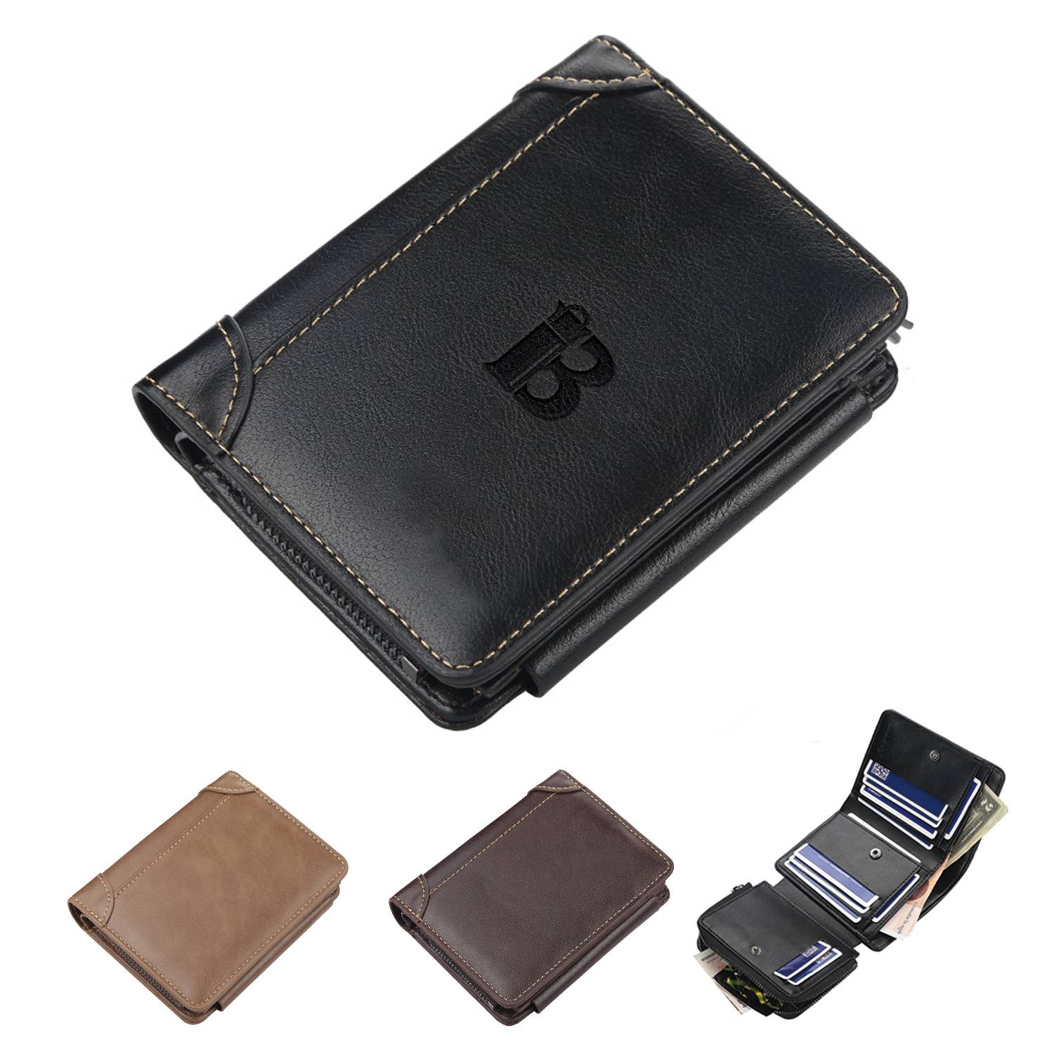 Men's Genuine Leather Passcase Wallet 2