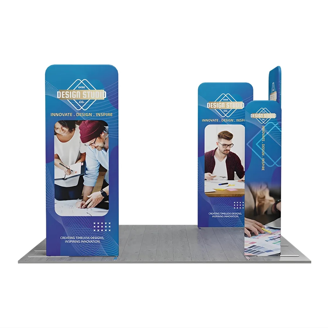 10ft Magnetic Modular Fabric Displays - L Shape Four Corner 10