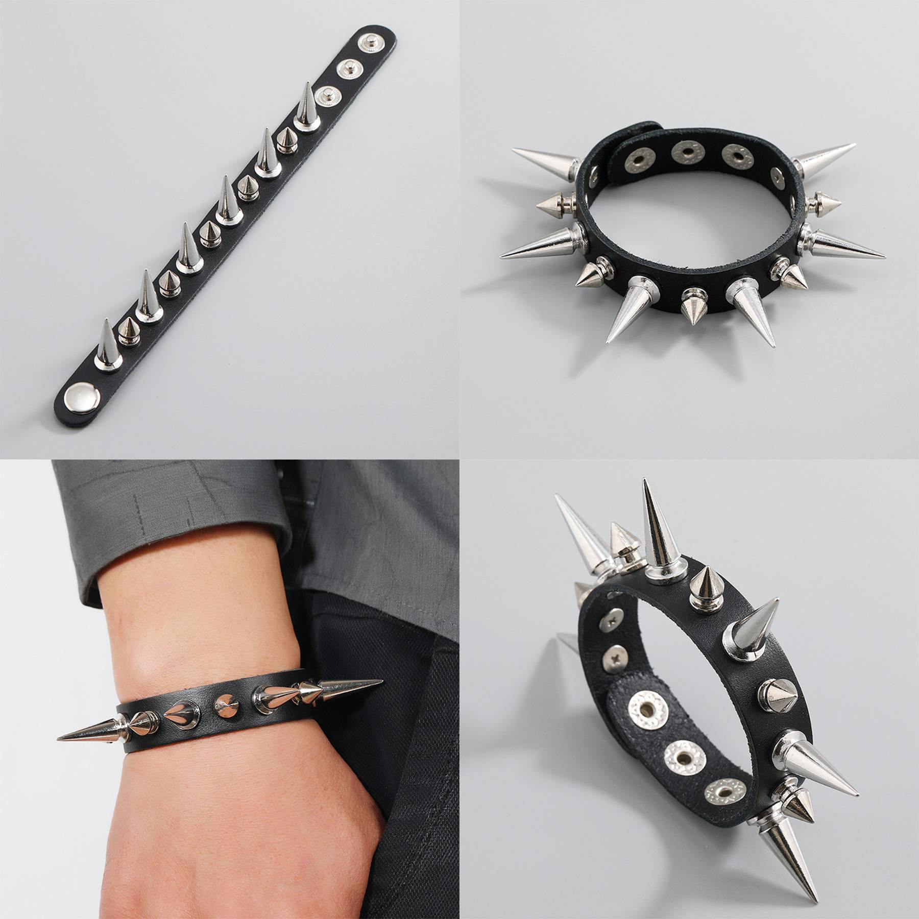 PU Punk style rivet spike bracelet 6