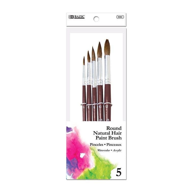 Paint Brushes - Natural Hair Round Tip 5 Pack 1