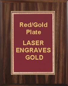 5" x 7" Classic Walnut Finish Plaque with a Red Florentine Plate 1