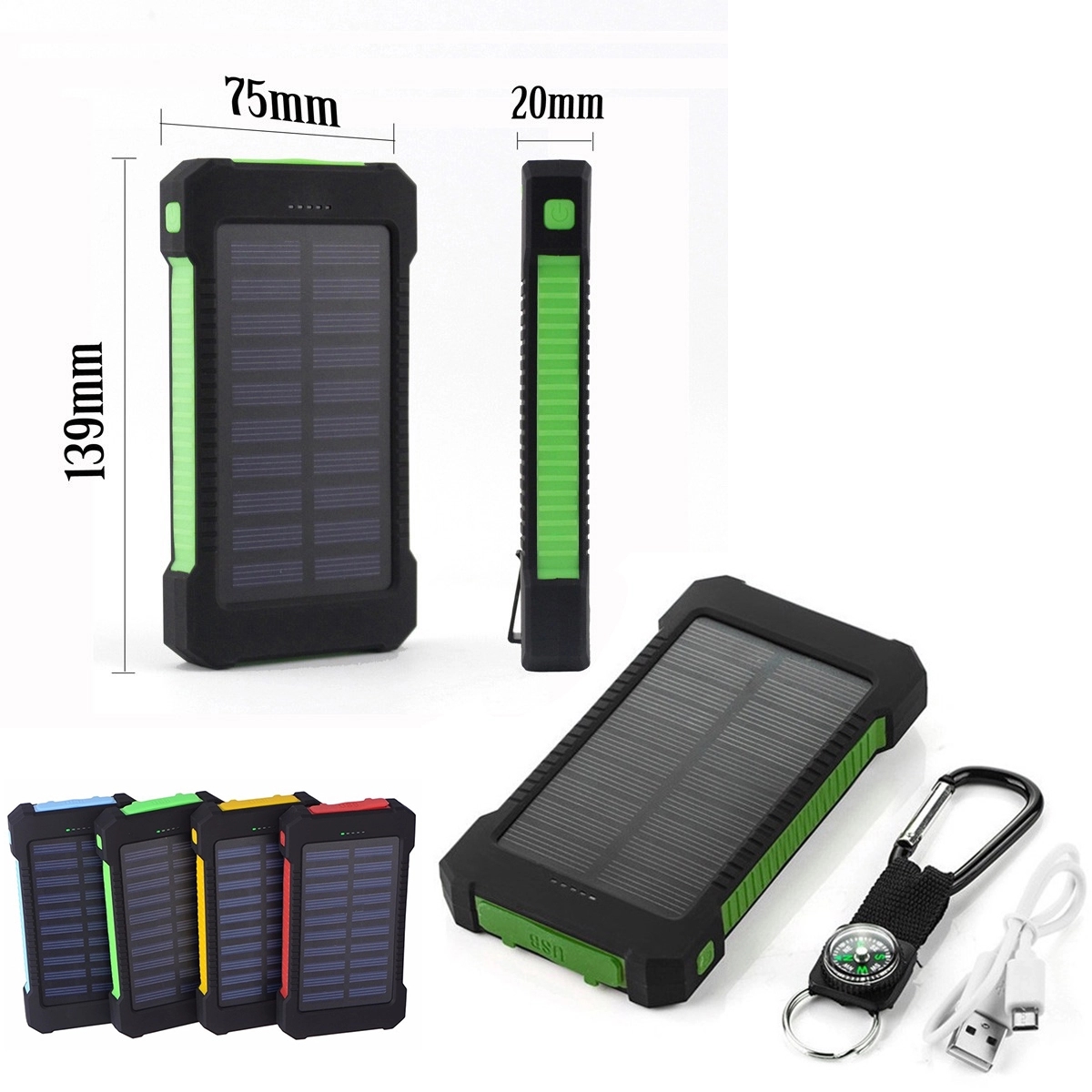 10,000 mAh Solar Charging Bank With Flashlight 2