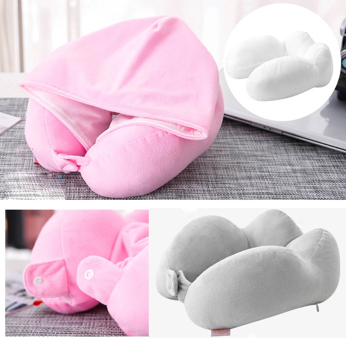 Travel Neck Pillow With Hoodie 3
