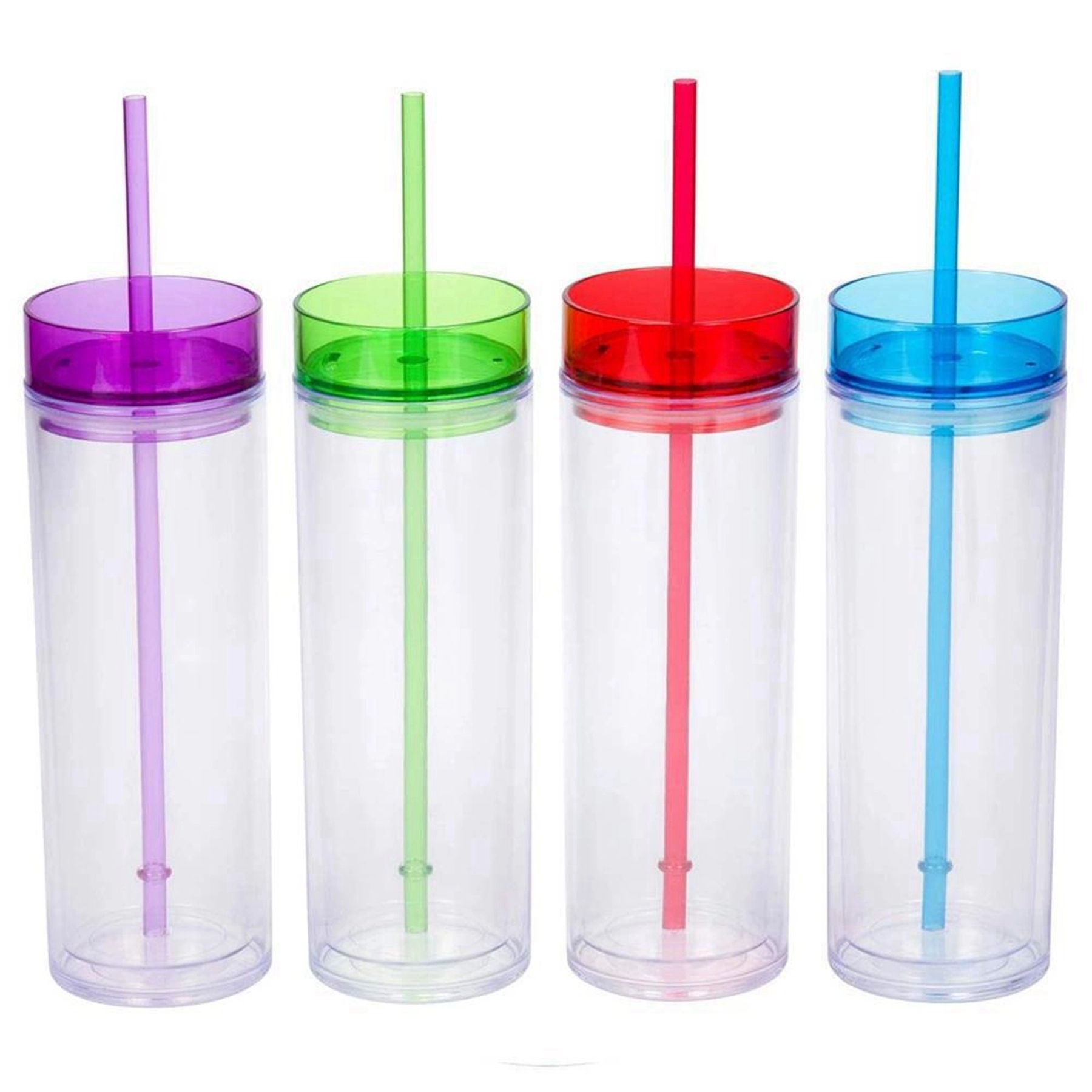 16 Oz. Double Wall Plastic Straw Straight Tumbler 2