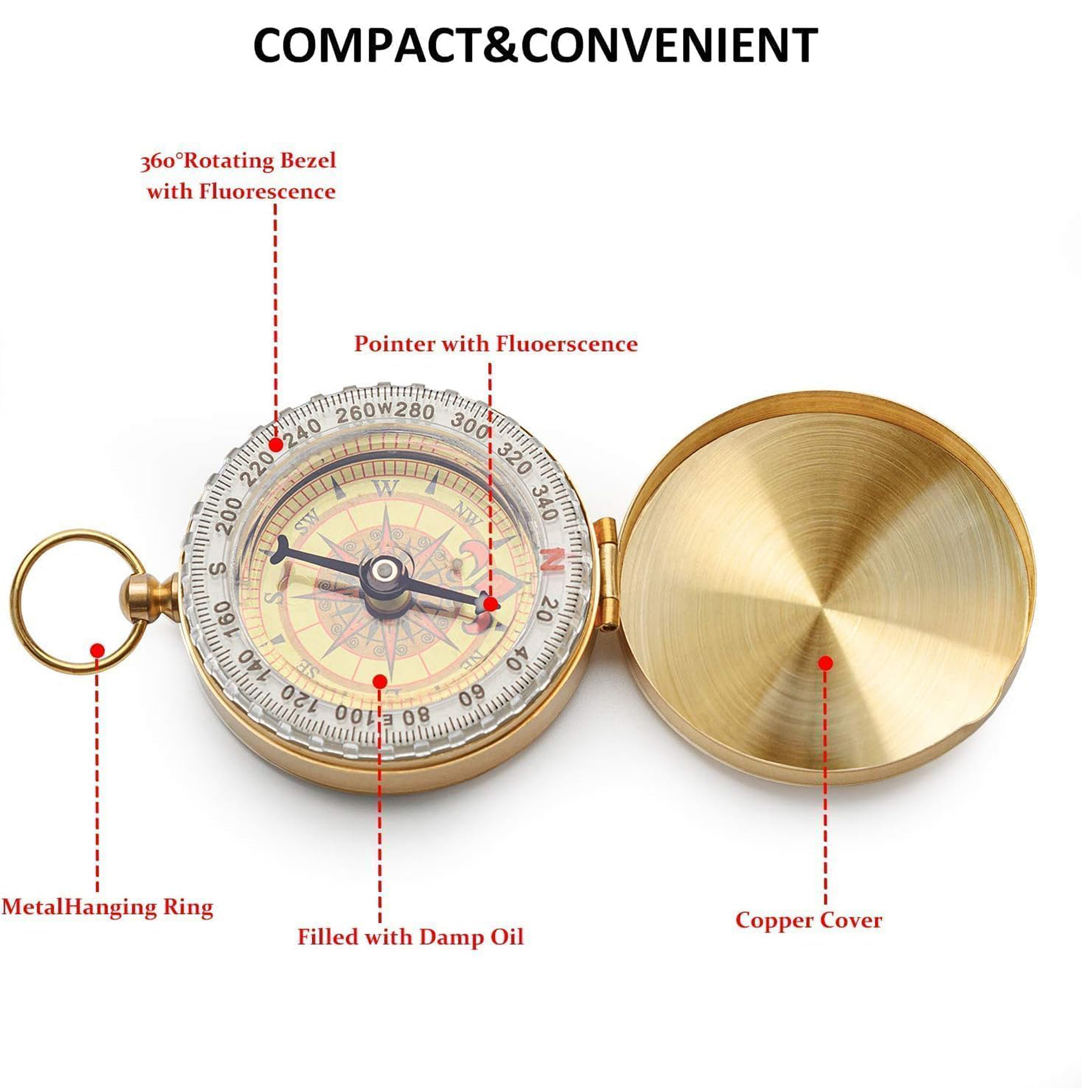 Survival Camping Metal Pocket Compass 2