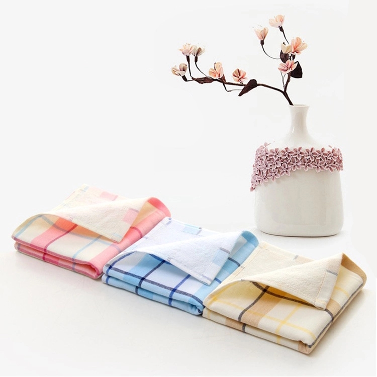 Custom Gift 100% Cotton Soft Plaid Hand & Face Towel 2