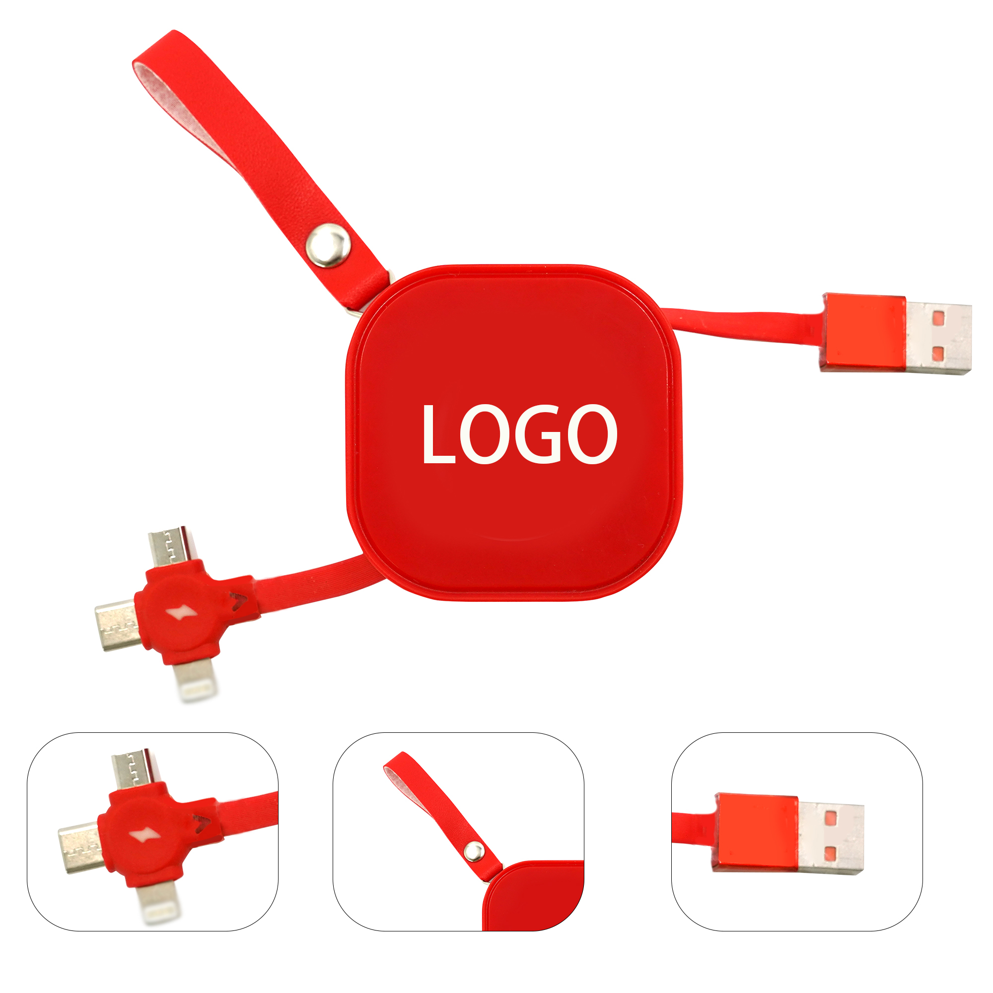 Custom USB Retractable 3 in 1 Charging Cord Cable 2