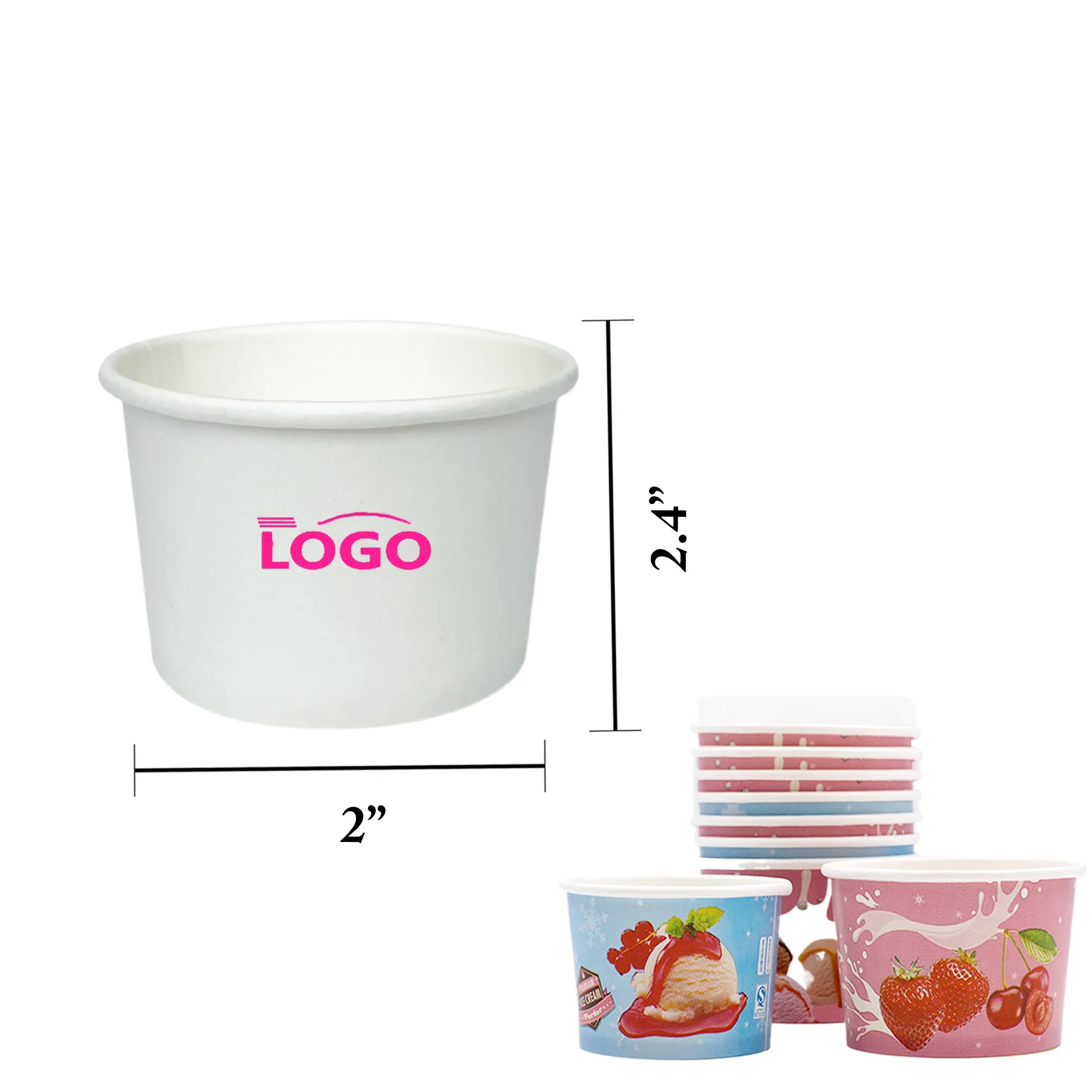 MOQ5000 Ice Cream Bowl Disposable Yogurt Paper Cup 3