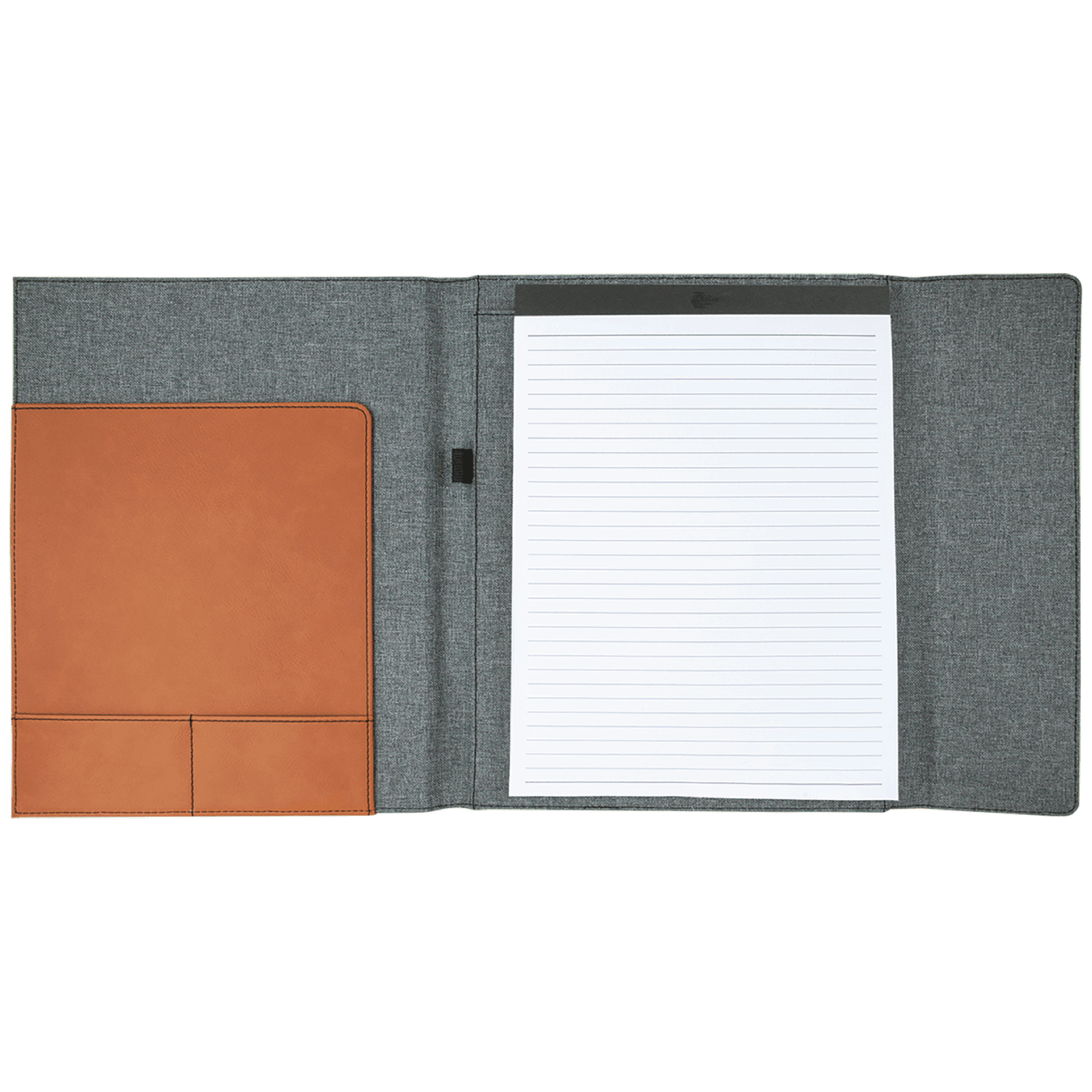 9" x 12" Rawhide Leatherette & Gray Canvas Portfolio 4