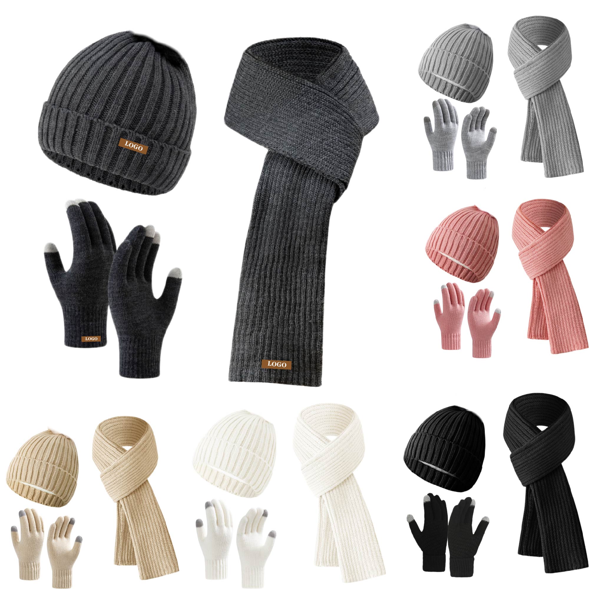 MOQ 5 pcs Women's Winter Knit Warm Set 2
