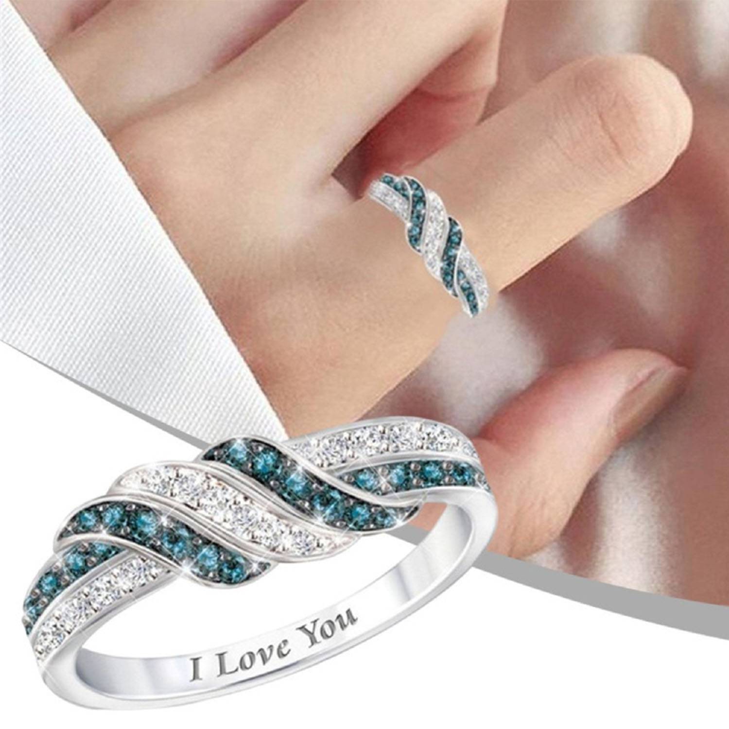 Blue and white crystal rings 2