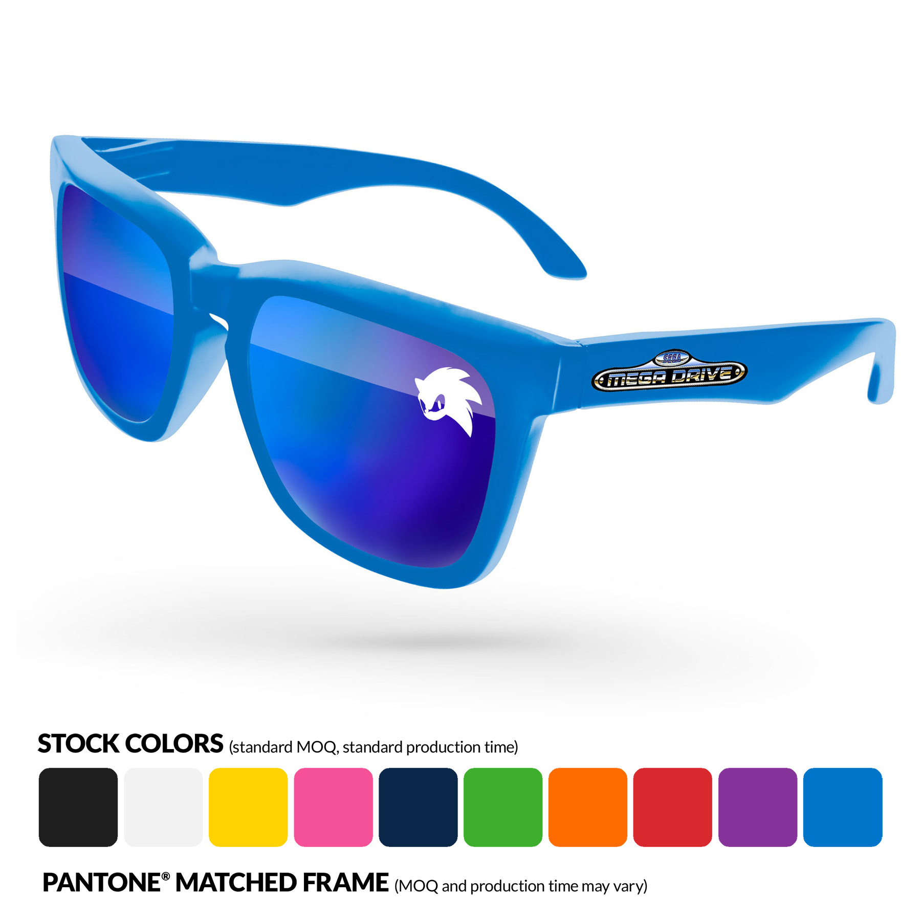 Bold Mirror Sunglasses w/ Corner Lens and Arm Imprints 2