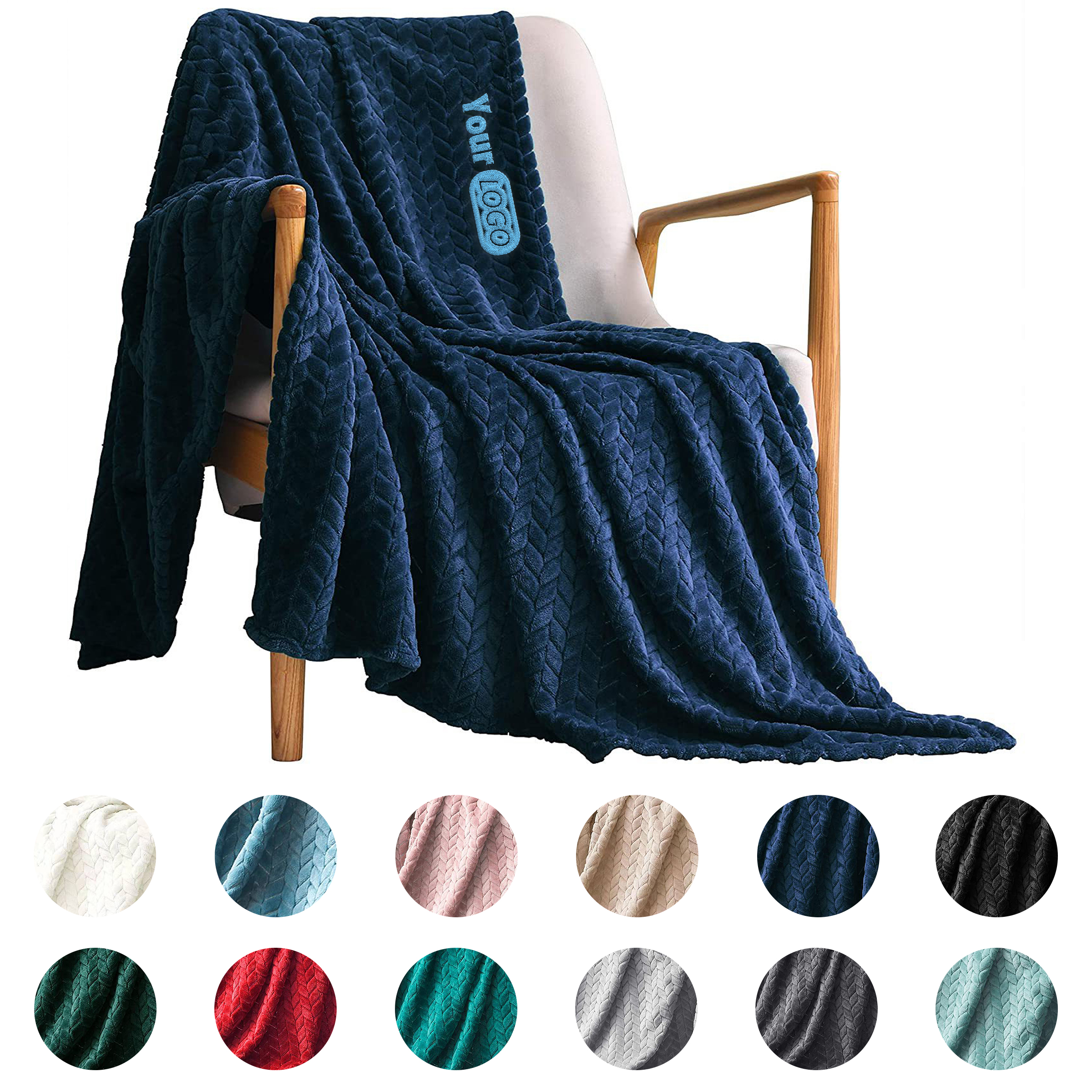 Polyester Simple Solid Color Sofa Blanket 3
