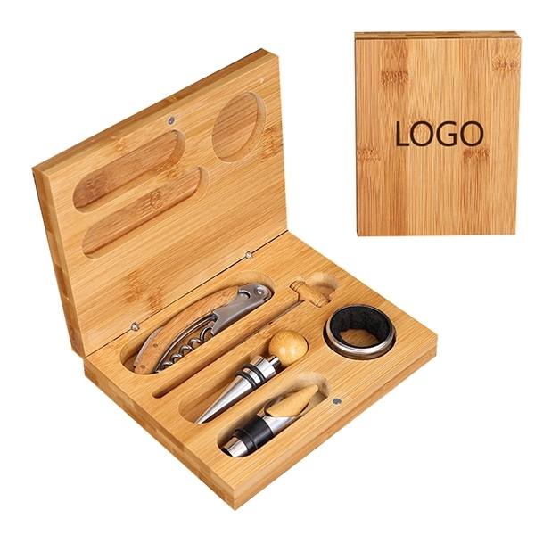 5-in-1 Bamboo wine tool set 1
