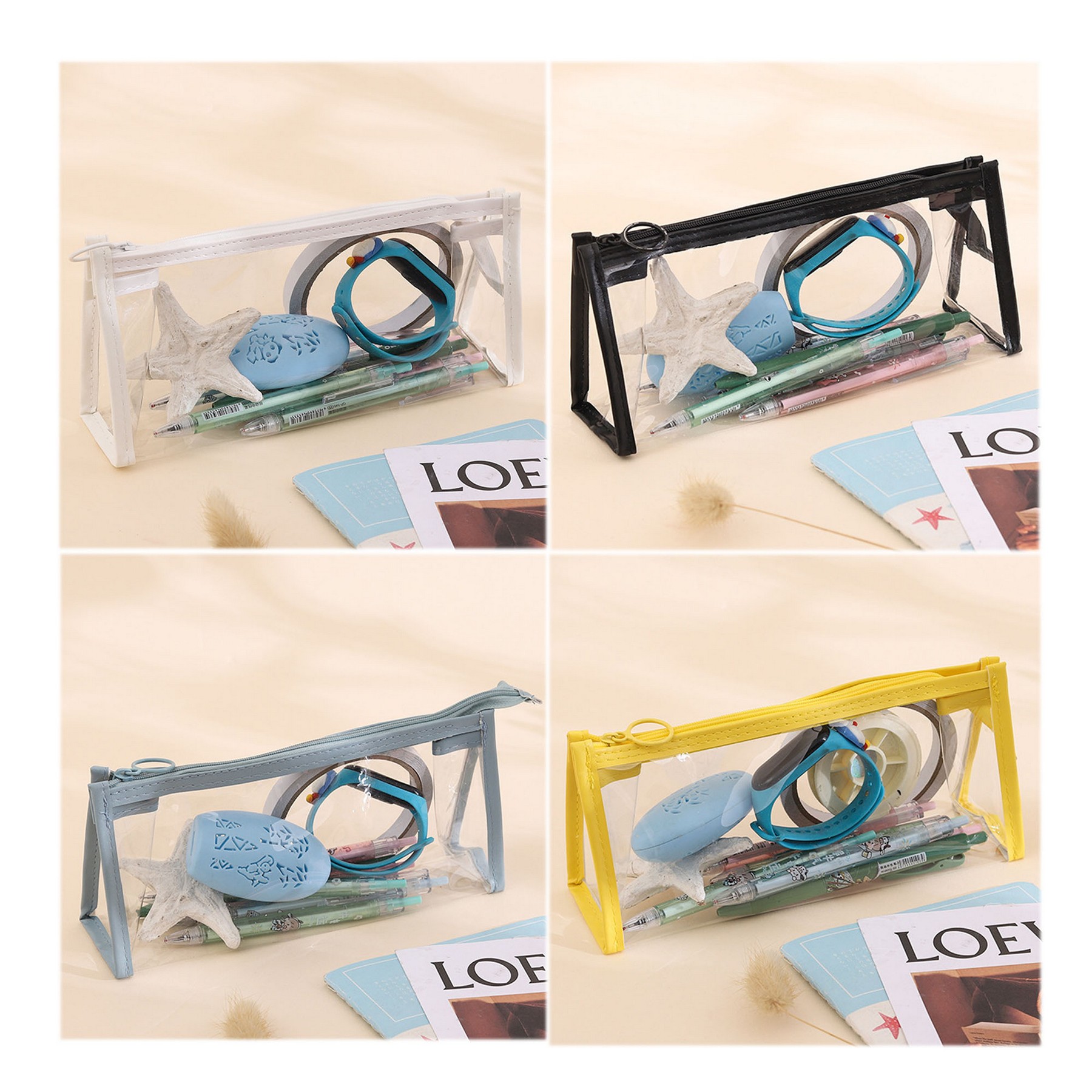 Clear Multifunction Pencil Pouch Transparent Makeup Bag 2