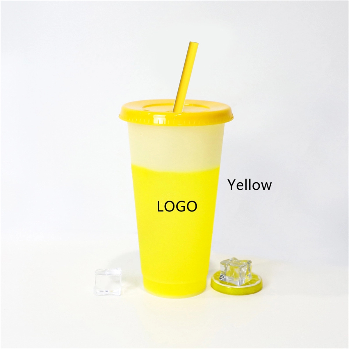 Color Changing Cups Plastic Tumblers With Lids & Straws 24Oz 5