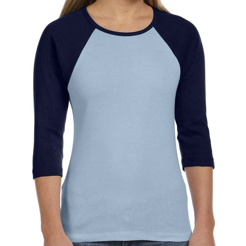 Bella Ladies Stretch Rib 3/4-Sleeve Contrast Raglan T-Shirt 1