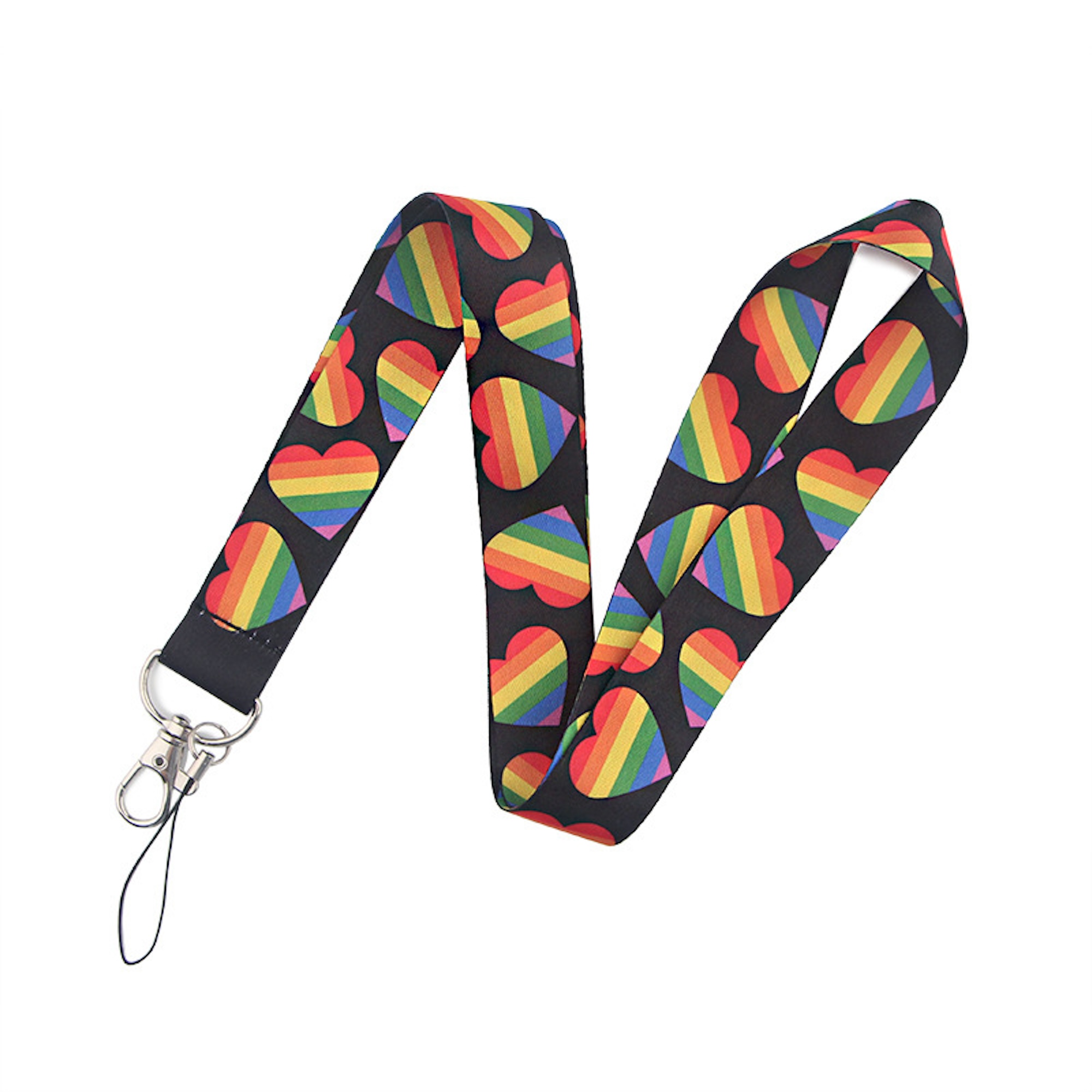 Rainbow Lanyard Neck Strap w/Keychain 4