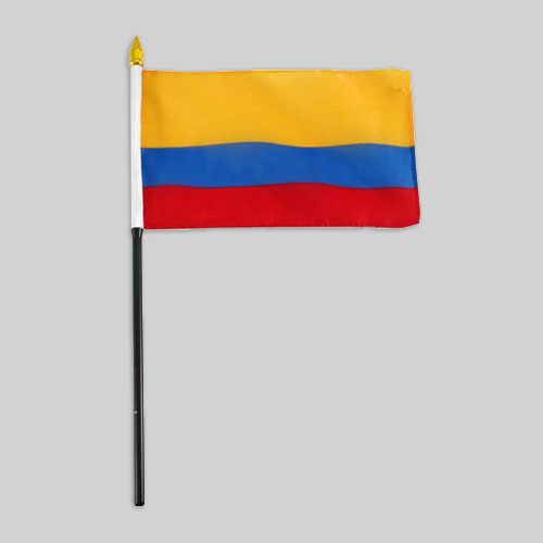 4"x6" Colombia Flag With Black Plastic 10" Pole & Gold Spear - Colombian Flag 1