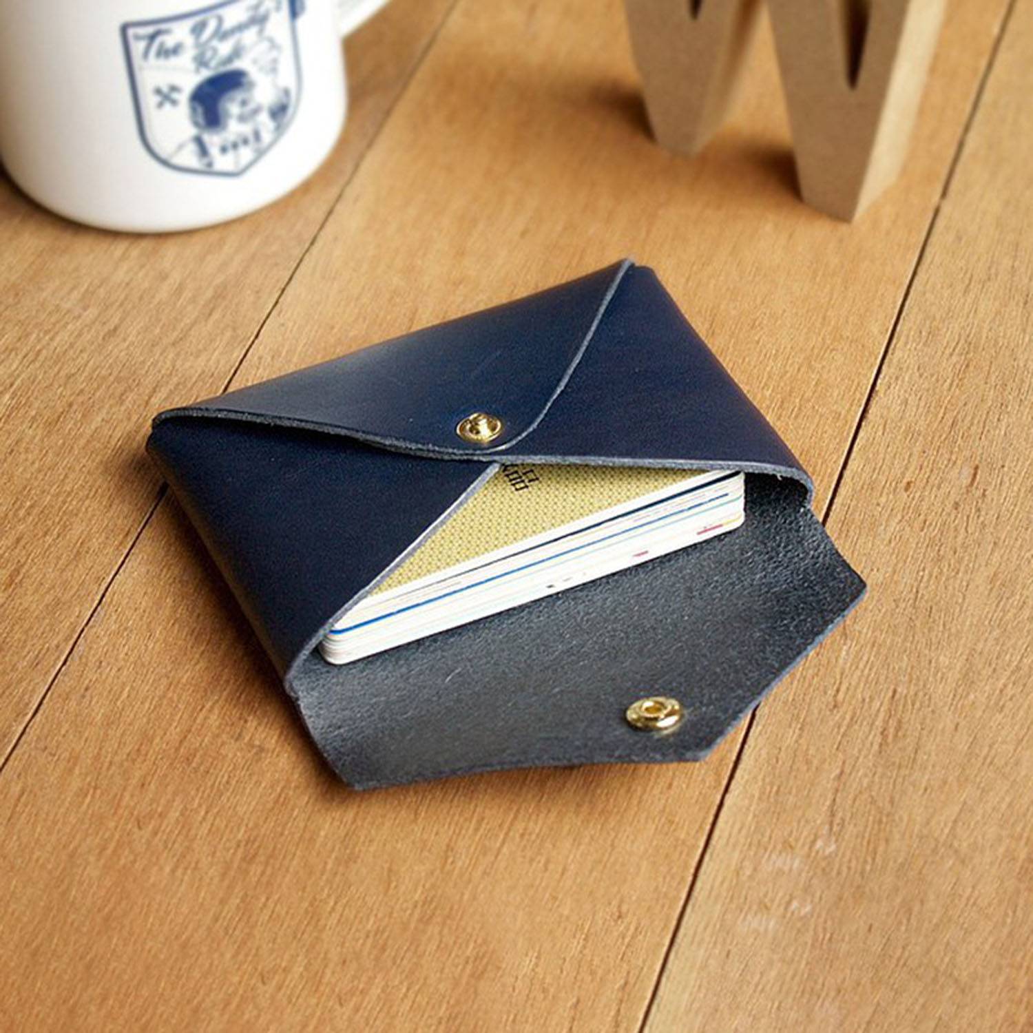 Compact PU Leather Business Card Holder Snap Closure 7