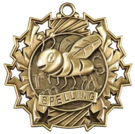 Spelling Ten Star Medal, 2-1/4" 2