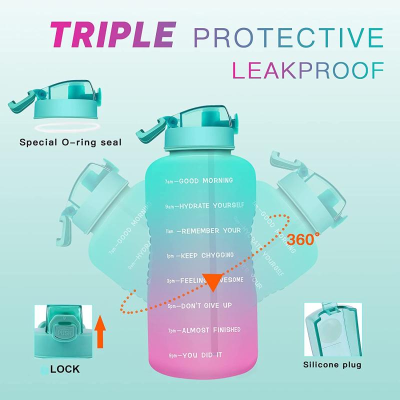 Color Changing 1 Gallon Motivational Water Bottle w/Straw & Time Marker 3