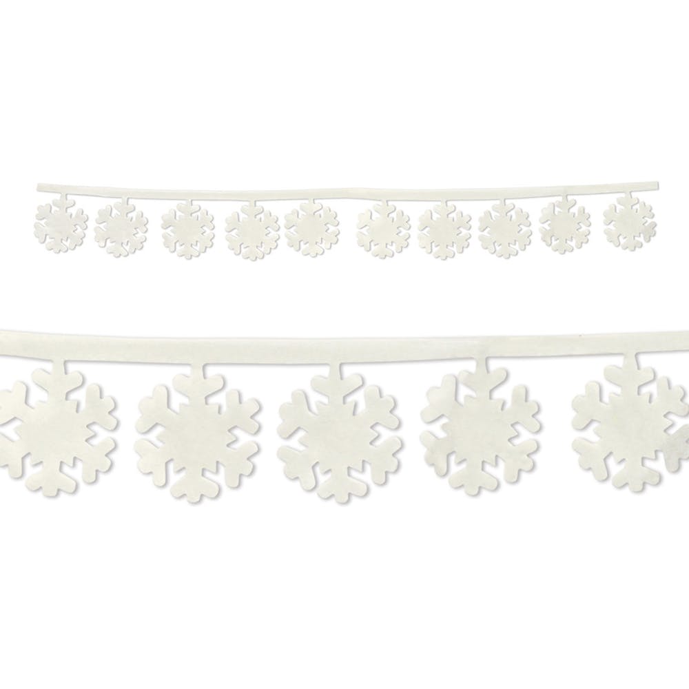 Fabric Snowflake Garlands - White 3'11" 2