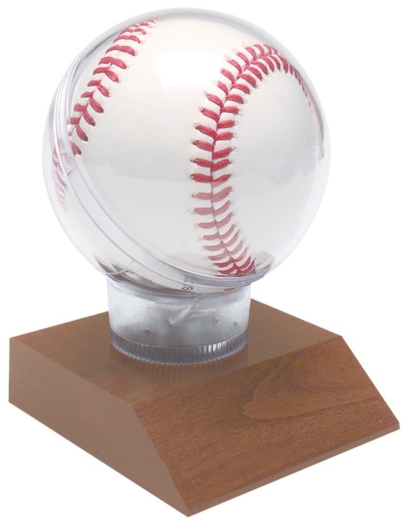 4 1/2" Tall All-Star Baseball Holder Award with Cherry Base 1