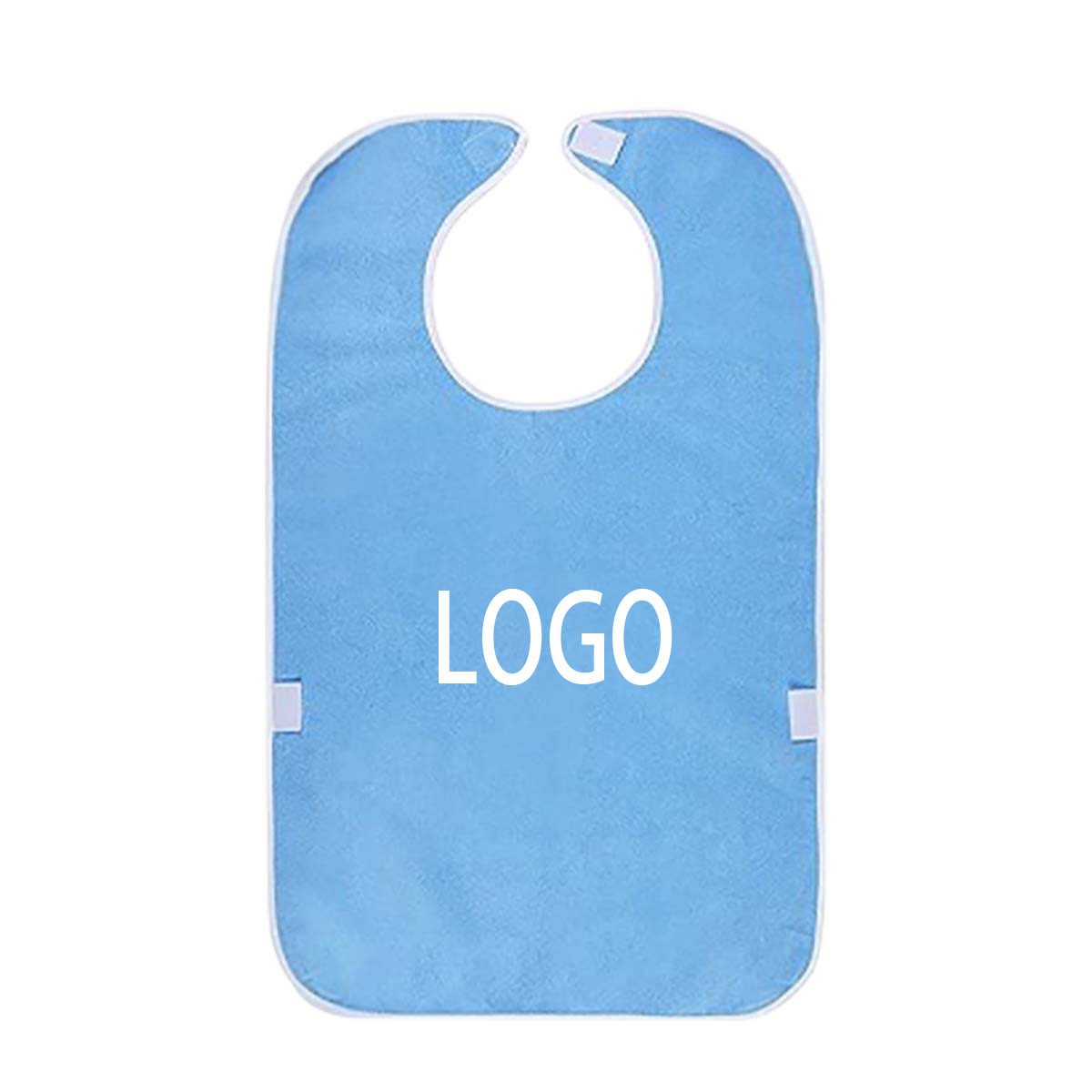 Adjustable Blue Feeding Bib with Pocket for Elderly Care 2