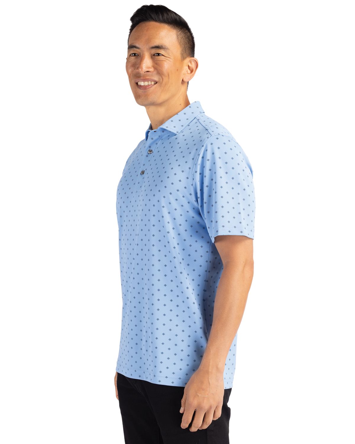 Virtue Eco Pique Tile Print Recycled Mens Polo