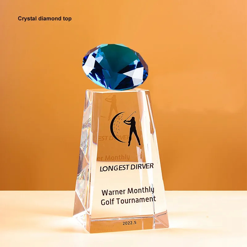 Clear Crystal Golf Trophy 9