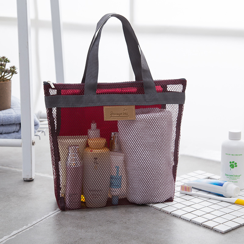 Mesh Beach Tote Bag W/ Zipper and Pockets, custom tote bag with logo imprint 4