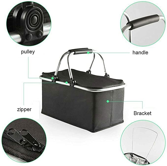 Topline Insulated Foldable Collapsible Picnic Basket w/ Aluminium Carrying Handle 15