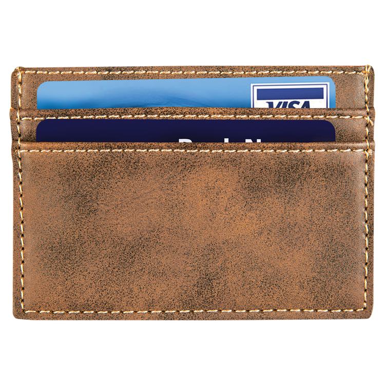 4" x 2 3/4" Rustic/Gold Leatherette Wallet Clip 1