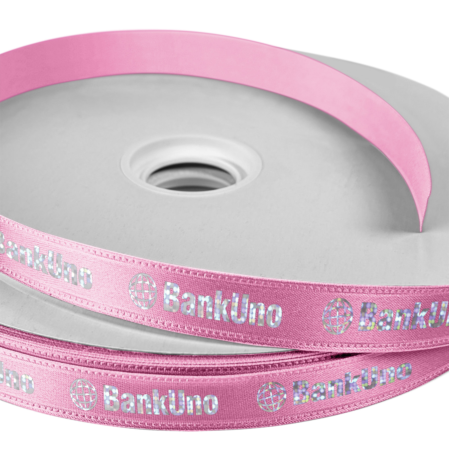 5/8" Badge Satin Ribbon - 50yd Roll - Foil Print 2