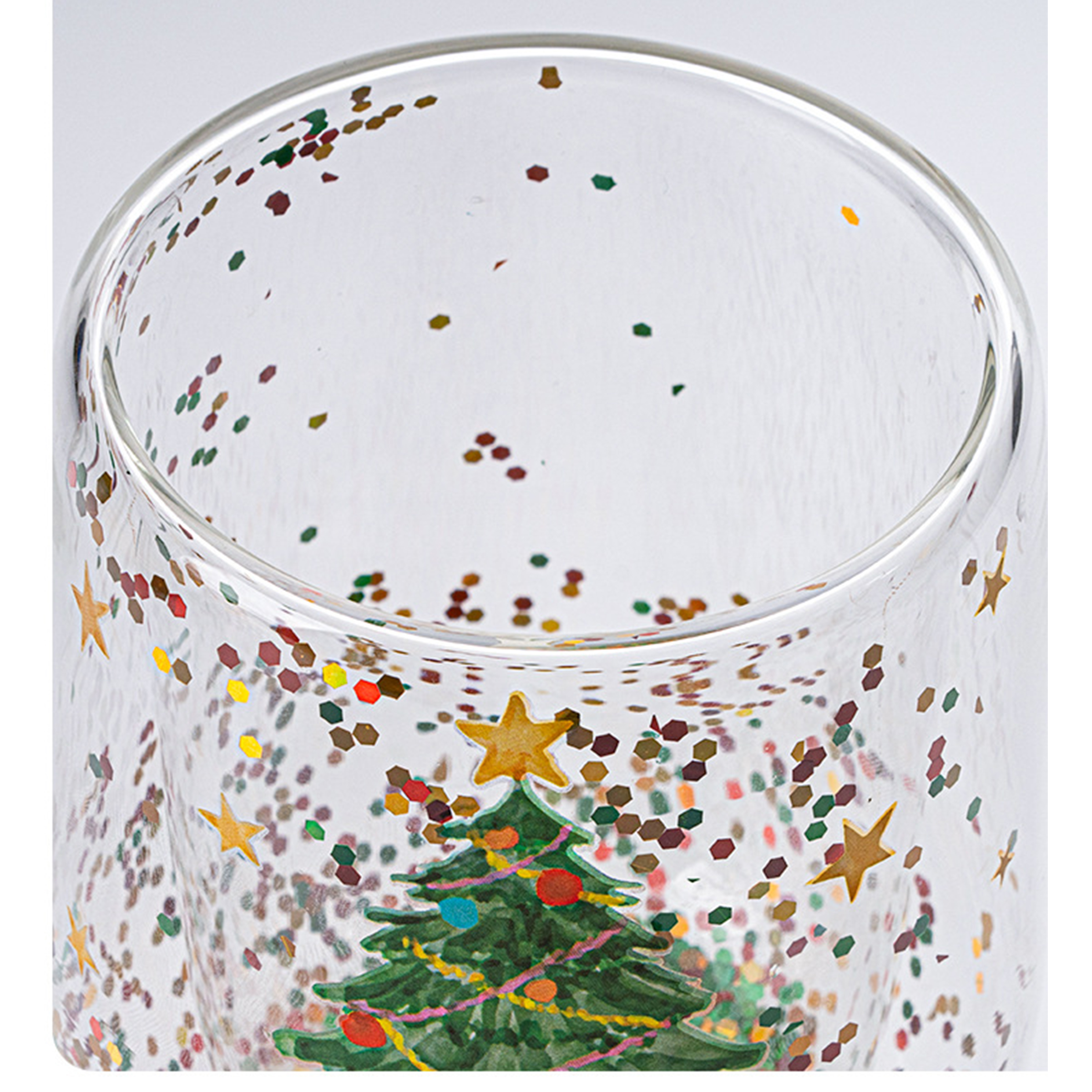 Festive Christmas Glitter Glass with Double Wall Design 4