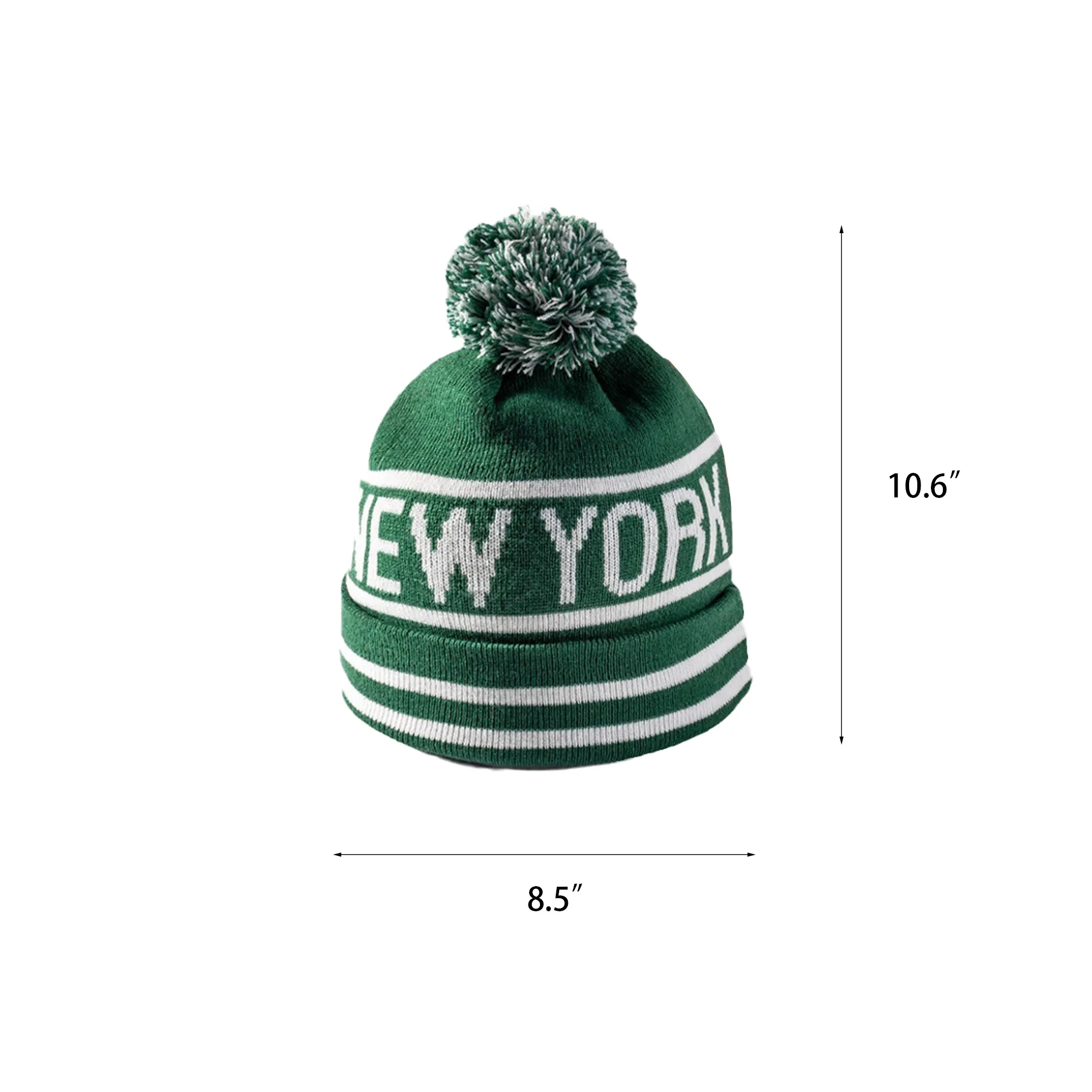 Knitted Stripe Pom Beanie MOQ 100 PCS 2