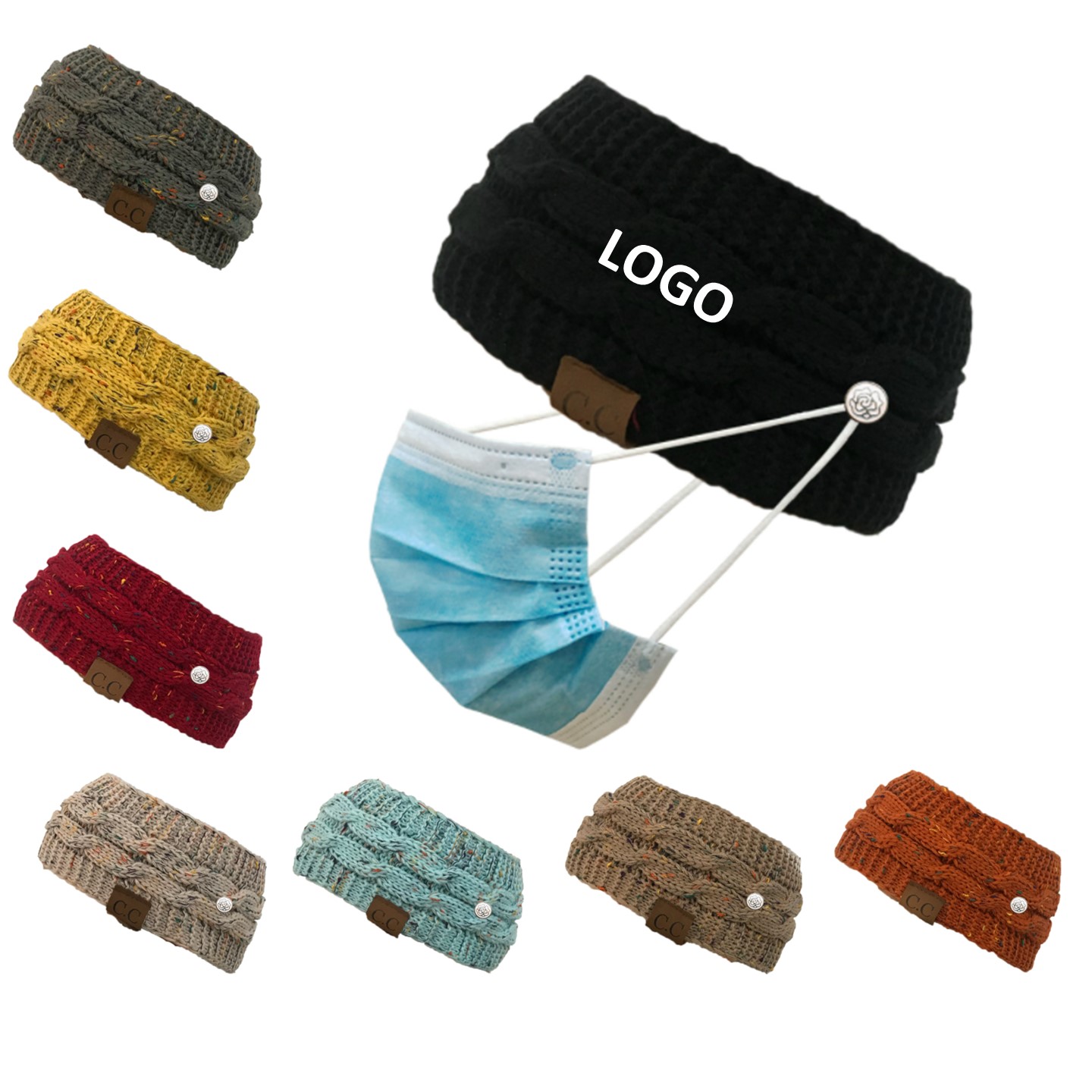Knitted Headband with Mask Button 2
