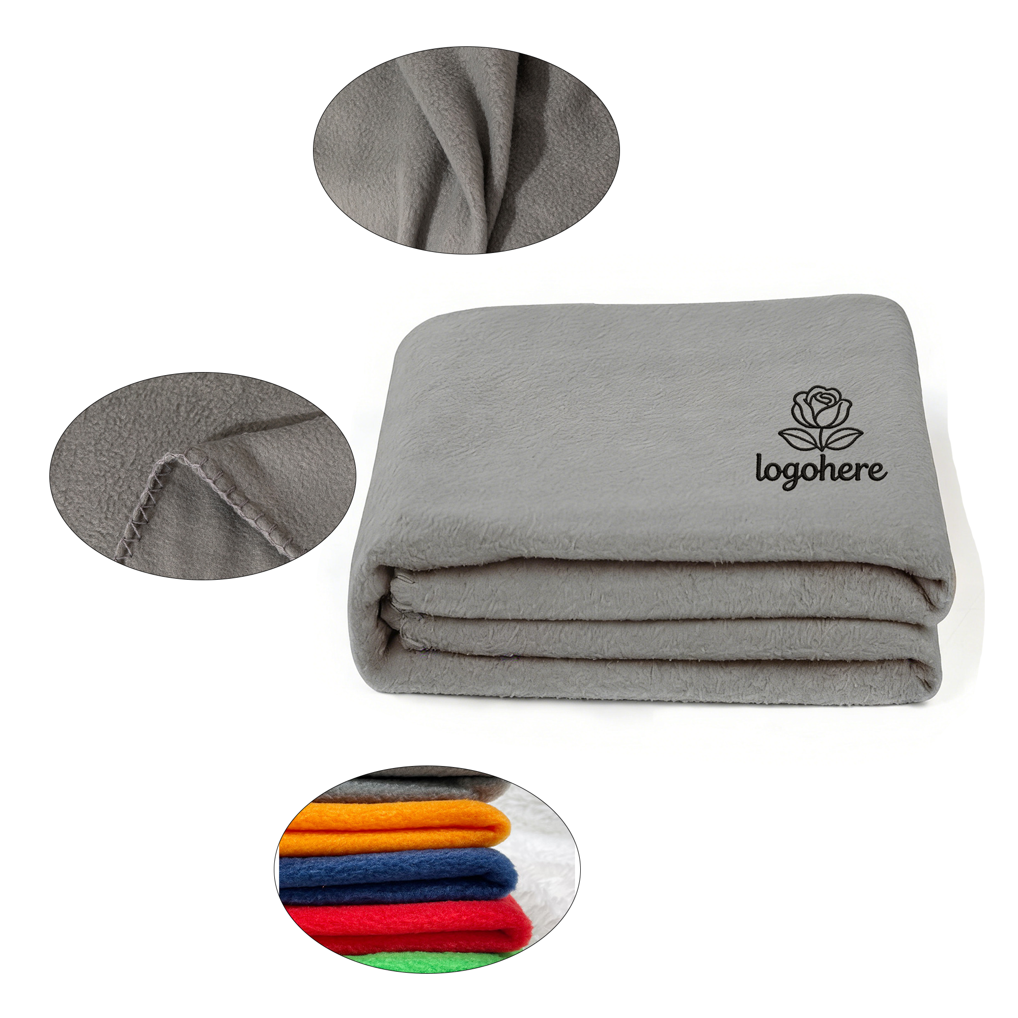 MOQ 20 Soft Warm Fleece Blanket With Embroidery 2