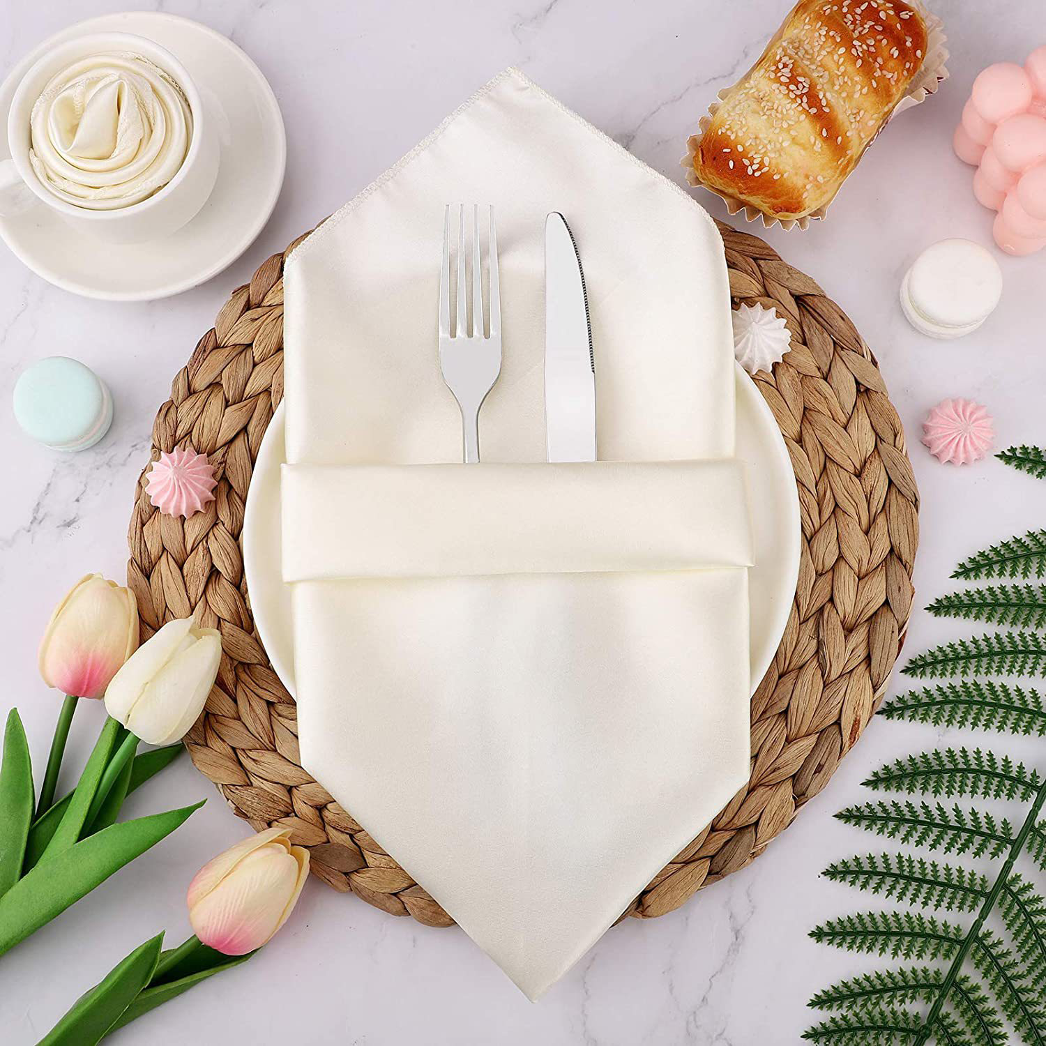 17"x17" Washable Hotel Restaurant Polyester Dinner Napkins 14