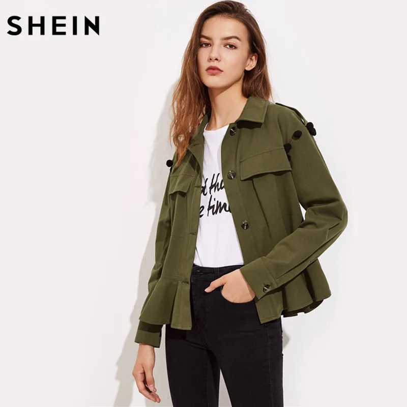 Green Jacquard Embroidered Pom Frill Jacket with Lapel 5
