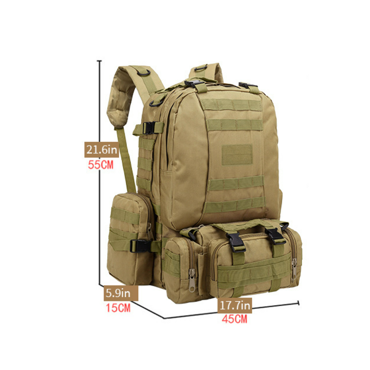 55L Tactical Military Backpack with Detachable Pouches 5